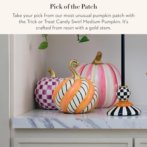 Medium Resin Pumpkin Decor - Trick or Treat Candy Swirl Fall Halloween