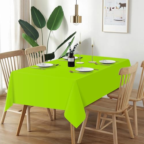 QIKSION 6 Pack Lime Green Plastic Tablecloth - Neon Green Rectangular Cover, 54x108 Inches, Disposable Party Table Cover
