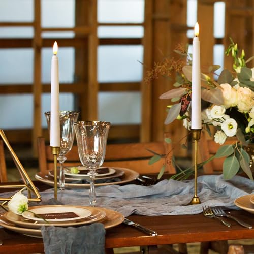50 Pcs Flameless Taper Candles Bulk Battery Operated 8.5 Inch - White