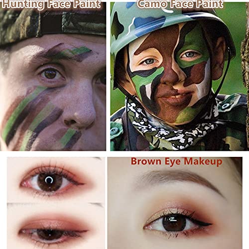 Camo Face Paint Stick & Brown Eye Black for SFX Makeup - Maroon/Brown Variation