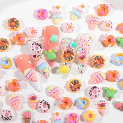 50PCS Dessert Nail Charms Set - Kawaii Resin Decorations for Nail Art & DIY Crafts