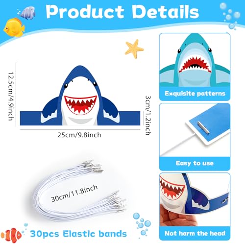 30Pcs Ocean Animal Shark Party Hats Sea Creatures Birthday Crowns