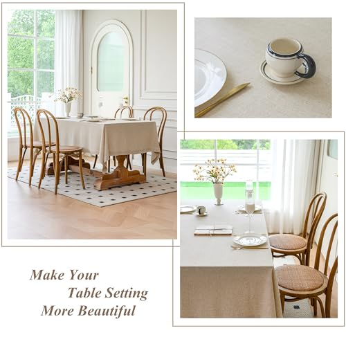 Natural Linen Blend Tablecloth 60x120 Inch for Dining & Outdoor Use - Rectangular