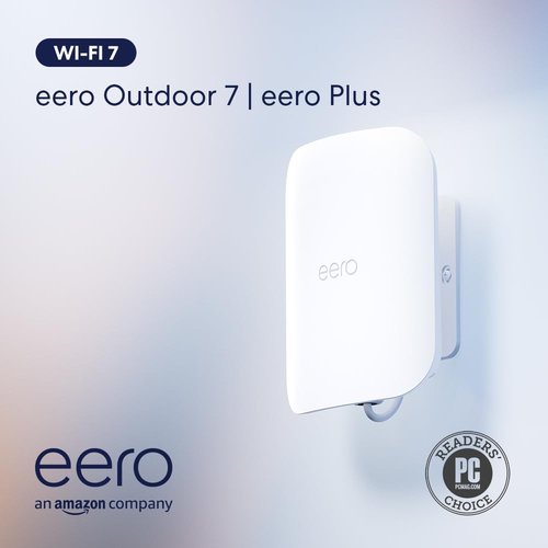 Eero Outdoor 7 Dual-Band Mesh WiFi Router - Weatherproof IP66 Rating, 15,000 Sq. Ft. Coverage | 1-Pack with 30W PoE+ Adapter