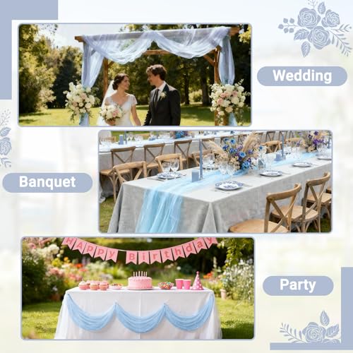 Suream 120 Inch Blue Pearl Table Runner Set of 6 Wedding Party Decor