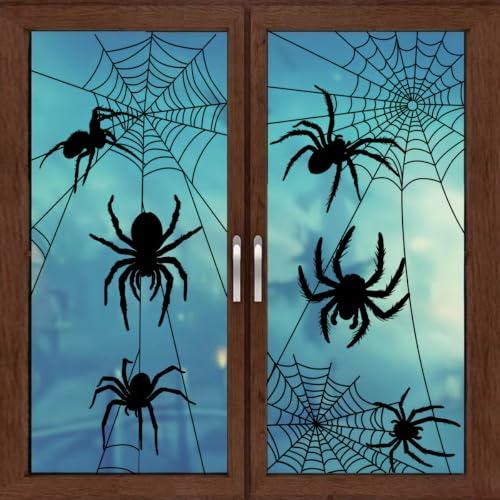 Large Halloween Spider Web Window Cling - 35x14 Inches, 2 Sheets, Style 3