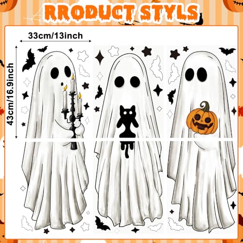 Halloween Ghost Window Clings - Large Ghost Stickers for Windows, Mirrors & Decor - 3 Sheets, Indoor & Outdoor Use