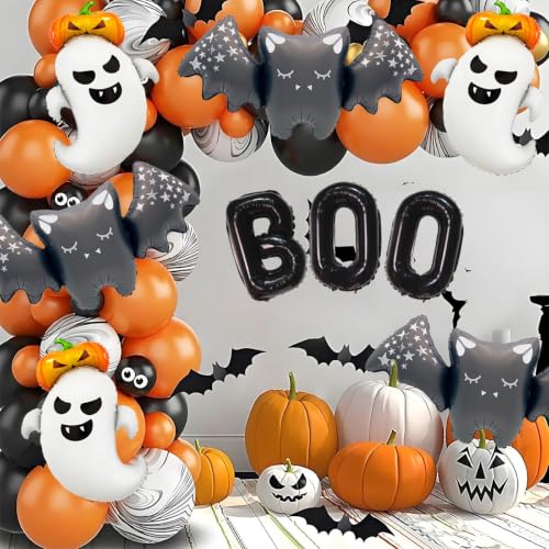 Halloween Balloons Set - Ghost, Pumpkin, Bat Foil Balloons for Party Decorations
