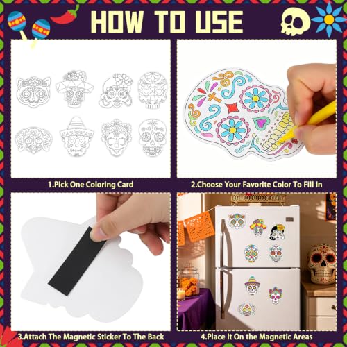 Day of the Dead Sugar Skull Craft Kit with Magnets & Paint Pens - 32 pcs