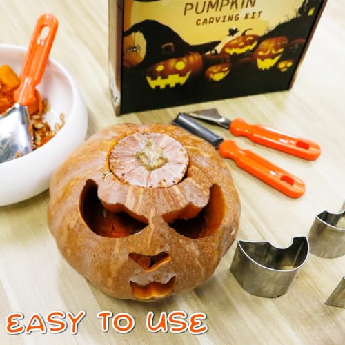 24PCS Pumpkin Carving Kit Halloween, Kids Safe & Easy DIY Jack-O-Lantern Tools