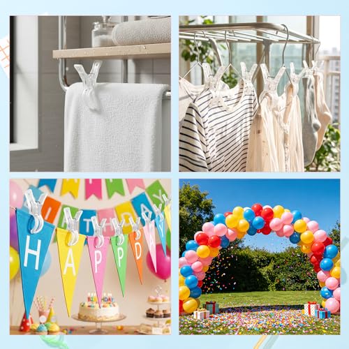 Clear Plastic Balloon Arch Clips - 10 pcs, 3.5 Inch Spring Clamps for Decorations