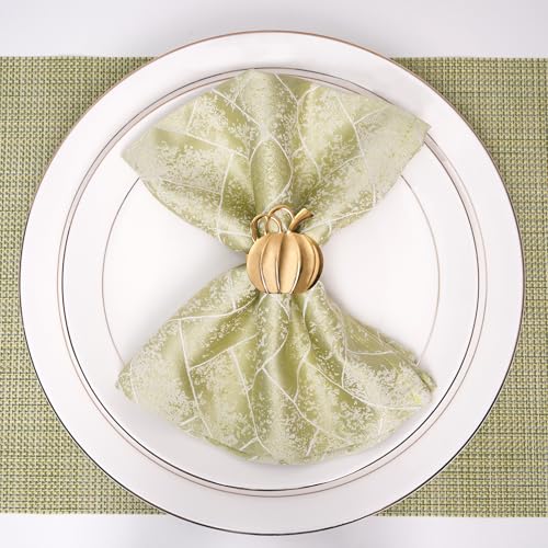 12 Pack Gold Pumpkin Napkin Rings Set for Fall Thanksgiving Halloween Table Decor