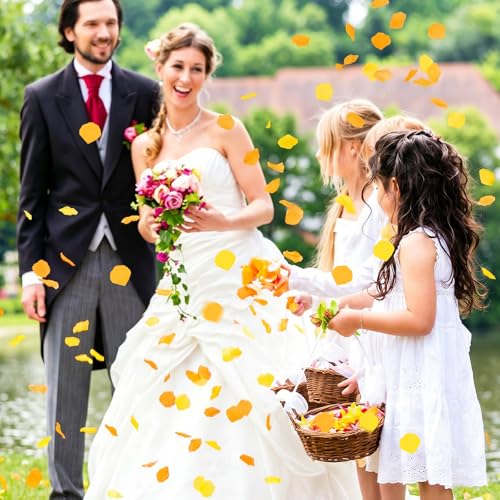 Artificial Orange and Yellow Rose Petals for Wedding and Party Decor - 3000 Pcs