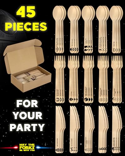 Disposable Wooden Cutlery Set 45 pcs - Eco-Friendly Party Favors