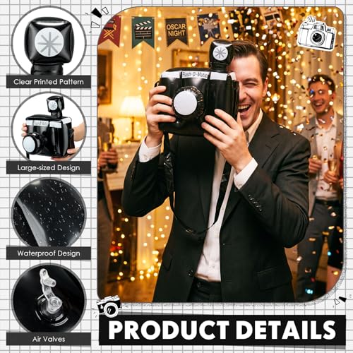 Inflatable Camera Prop Set - 6 Black and White Fake Camera Party Decorations