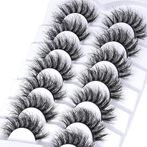 False Eyelashes 8D Fluffy Wispy Faux Mink Cat Eye Lashes 7 Pairs - B08(13-18mm)
