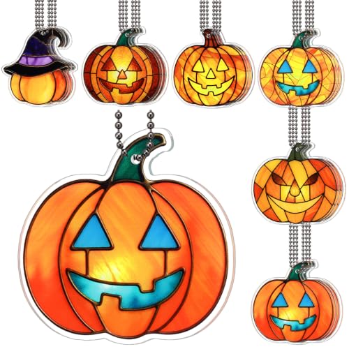 18 Pcs Halloween Pumpkin Ornaments Set - Jack on Lantern Autumn Decor, Orange, 3.15 Inches