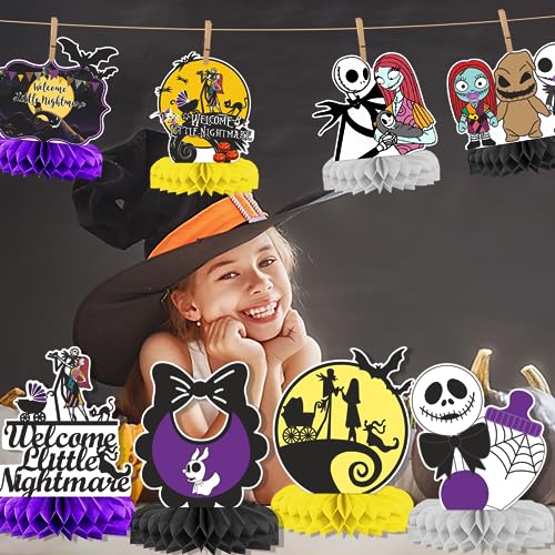 9-Pack Halloween Baby Shower Centerpiece Honeycomb Decorations - Spooky Table Decor for Parties