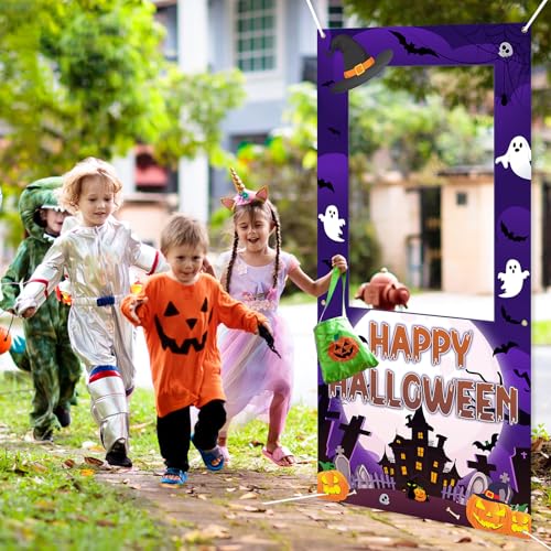 Halloween Photo Booth Props Frame 35x73 Inch - Purple Party Decor