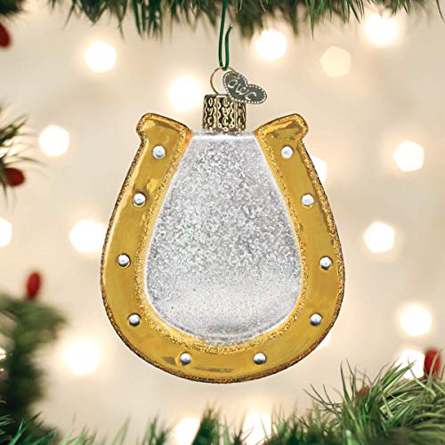 Horseshoe Glass Ornament for Christmas Tree Handcrafted Holiday Decoration