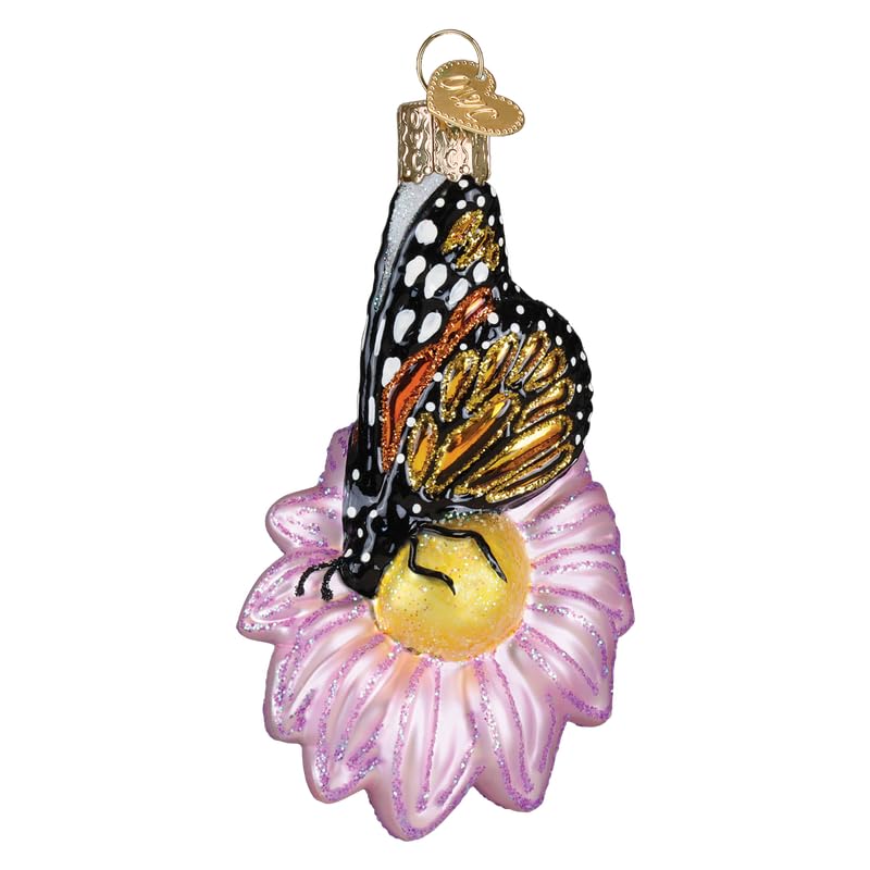 Handcrafted Glass Monarch Butterfly Ornament for Christmas Tree - Holiday Decor