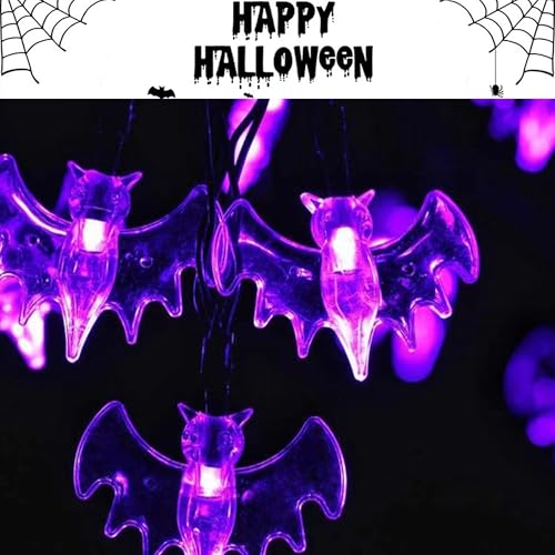 Halloween Bat LED String Lights 10ft Battery Powered Purple Decor