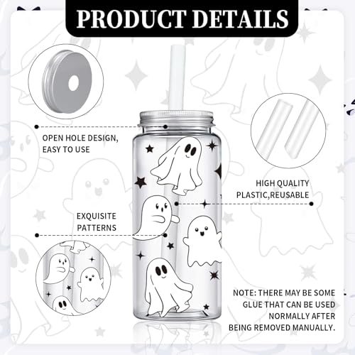 Halloween Ghost Plastic Cups with Lids & Straws - Reusable Party Tumblers, 20 Pack