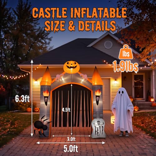 Pumpkin Halloween Inflatable Car & Yard Decoration with Built-in LEDs - 6.3FT