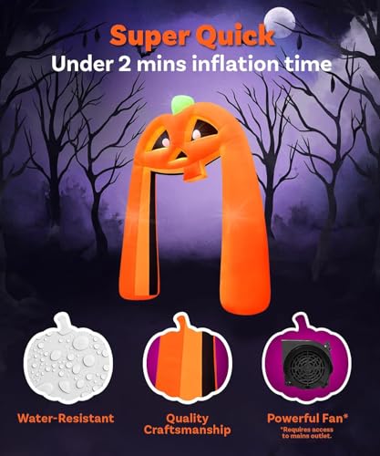 Halloween Pumpkin Inflatable Archway - 10FT Outdoor Spooky Yard Decor with LEDs - Pumpkin Arch Variation