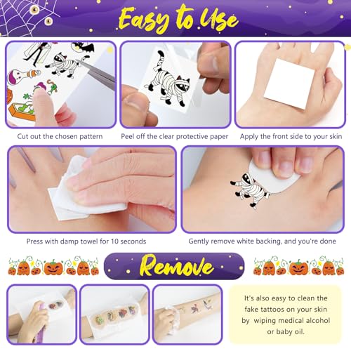 Halloween Luminous Temporary Tattoos for Kids - 12 Sheets, Safe & Waterproof