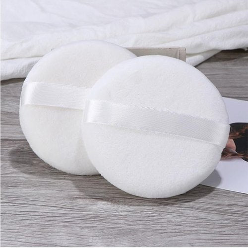 2 PCS Large Body Powder Puff with Container - 5 Inch Fluffy Cotton Powder Puff for Body Powder, Loose Mineral Foundation, and Dusting Powder, Big Powder Puff for Smooth and Even Application