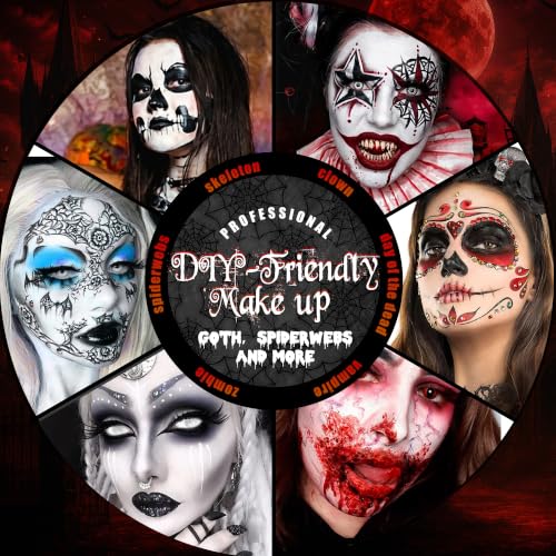 Halloween Red Face & Body Paint Washable Zombie Makeup Kit with Brushes