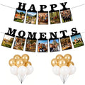 Birthday Photo Banner with Balloons - Black 4x6 Versatile Party Decorations