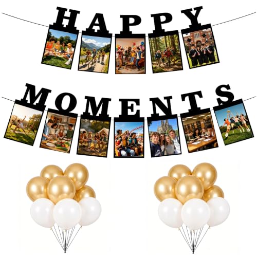 Birthday Photo Banner with Balloons - Black 4x6 Versatile Party Decorations