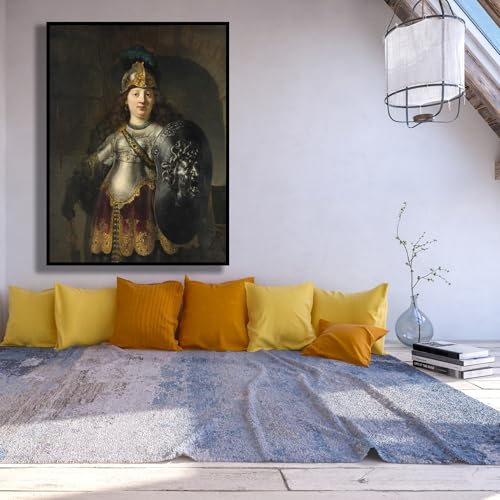 Bellona Unframed Canvas Wall Art - Rembrandt Inspired 12x16in Home Decor
