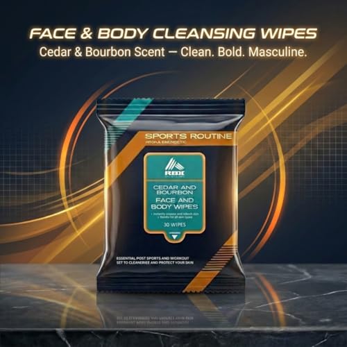 Men’s Face Wipes 4-Pack - Cleansing Wipes for Men with Cedar, Bourbon, Eucalyptus, Tea Tree & Sandalwood