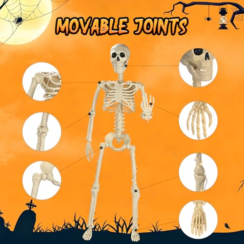 2 Pack 36-Inch Light Up Halloween Skeletons Full Body Posable Decor - Waterproof & Movable Joints