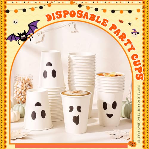 Halloween Ghost Disposable Paper Cups - 12 oz, Pack of 36