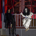 Black & White Swinging Ghosts Halloween Decorations with Lighted Eyes - Outdoor Yard Decor Set