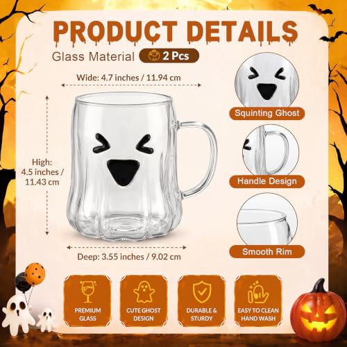 Funny Ghost Halloween Glasses with Handle - 2 Pack Party Drinkware - Variation of THIS listing