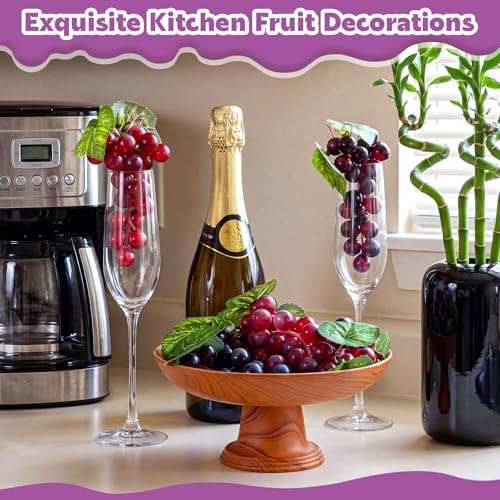 Artificial Grape Set - 9 Bunches Fall Wine Harvest Wooden Sign Centerpiece - Purple & Red