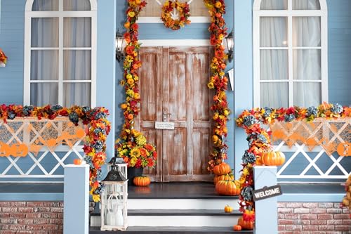Fall Fireplace Mantel Scarf Orange Lace Decor for Thanksgiving and Halloween