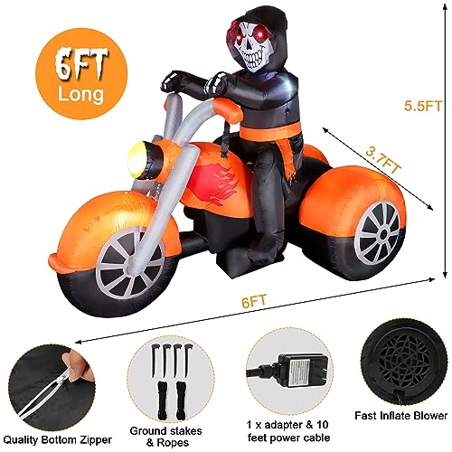 6FT Halloween Inflatable Skeleton Ghost on Motorcycle - Outdoor Decor with LED Lights - Variation of THIS listing