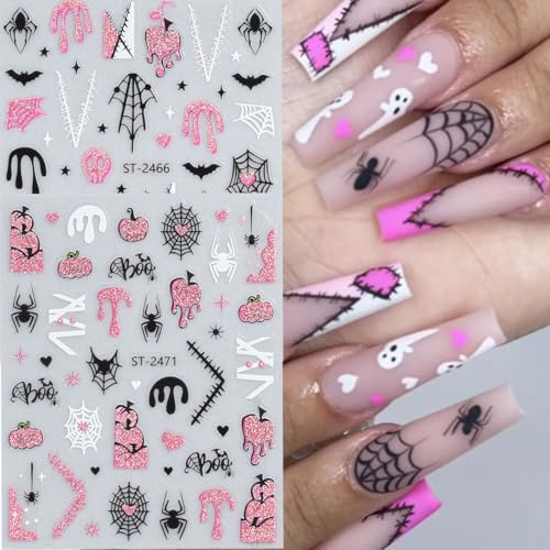 Halloween Nail Stickers Ghost and Spiders 3D Self-Adhesive Nail Decals - Halloween-2
