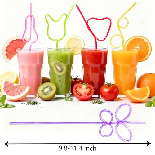 Party Drinking Straws Set - 24 Reusable Silly & Crazy Straws for Kids & Adults
