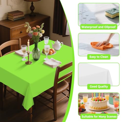 Lime Green Plastic Table Cover Roll 54x320FT with Cutter Box - Disposable, Waterproof & Custom Cut