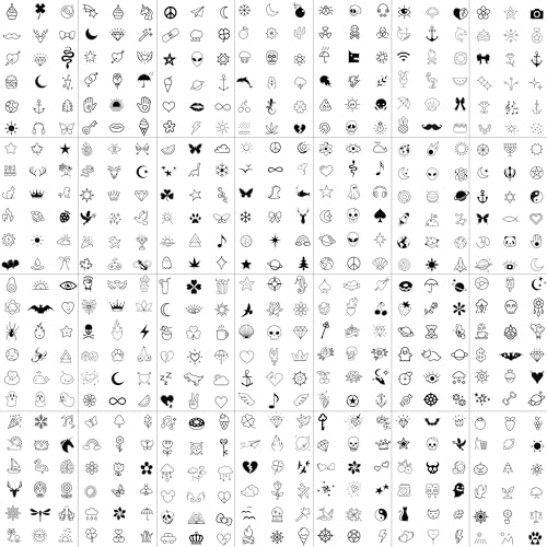 Cute Temporary Tattoos Bulk 28 Sheets 504 PC Variety Designs for Kids & Adults