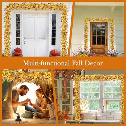 Artificial Fall Leaves Garland - 6ft Thanksgiving Decor with Golden Style