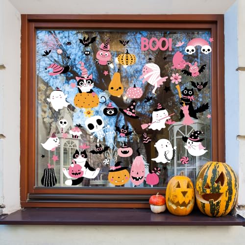 105 PCS Halloween Window Clings Set - Reusable Ghost Pumpkin Skeleton Decor for Indoor & Outdoor