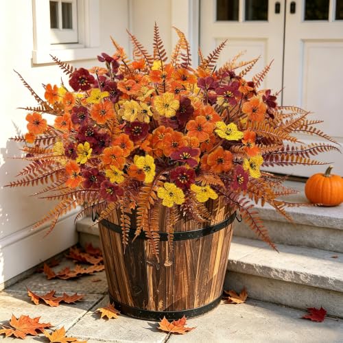 Fall Artificial Flower Set - 24 Faux Autumn Plants for Outdoor & Indoor Decor